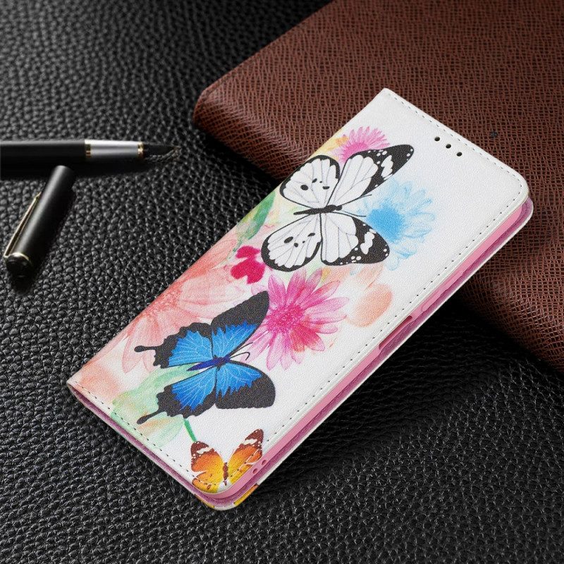 Fodral För Xiaomi Mi 11 Lite 5G NE / Mi 11 Lite 4G / 5G Målade Fjärilar Och Blommor