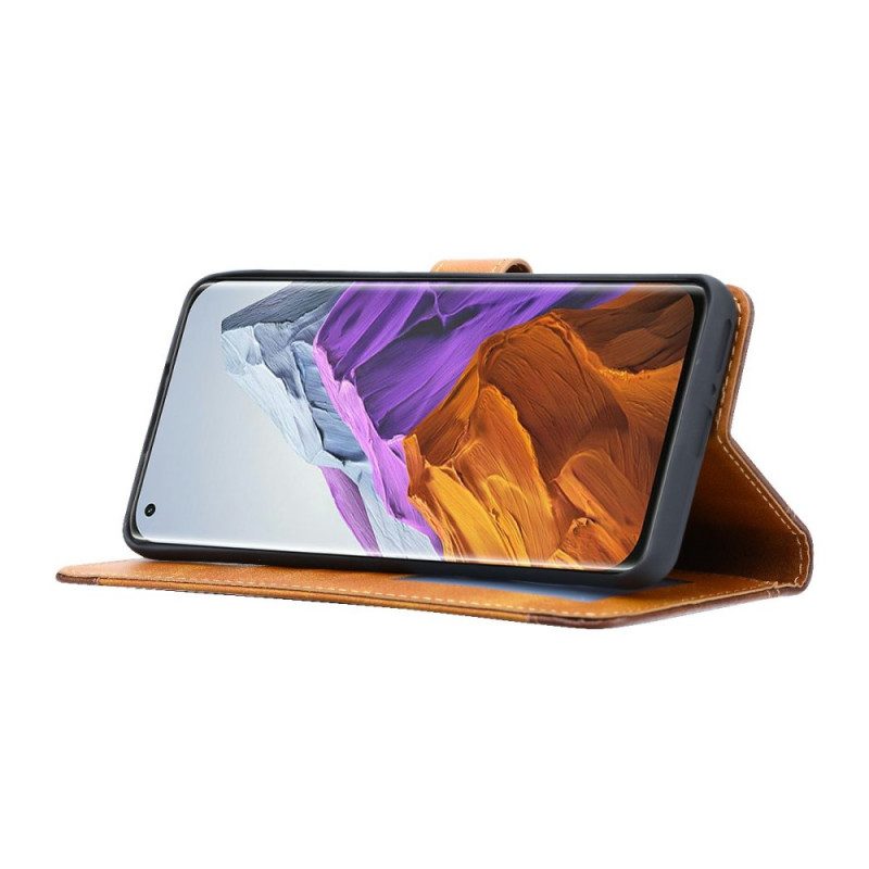 Fodral För Xiaomi Mi 11 Pro Lädereffekt Främre Korthållare Och Rem