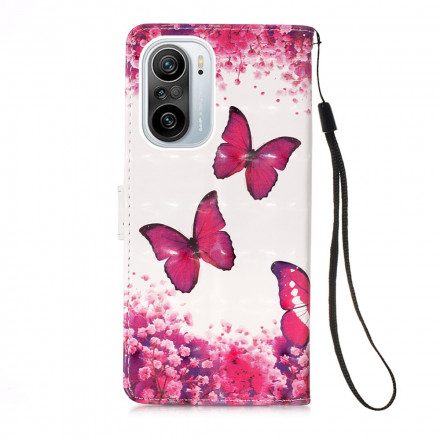 Fodral För Xiaomi Mi 11i 5G / Poco F3 Röda Fjärilar