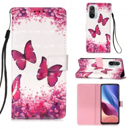 Fodral För Xiaomi Mi 11i 5G / Poco F3 Röda Fjärilar
