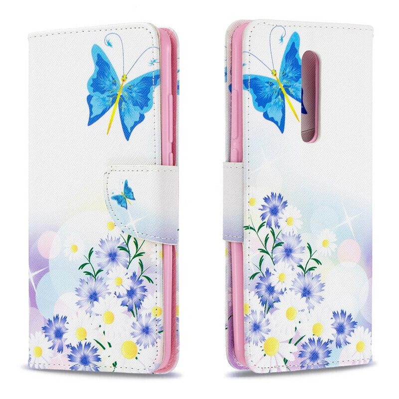 Fodral För Xiaomi Mi 9T / Mi 9T Pro Målade Fjärilar Och Blommor