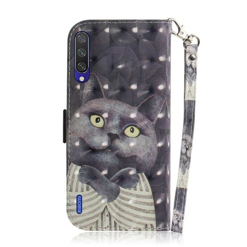 Fodral För Xiaomi Mi A3 Med Kedjar Grå Strappy Cat