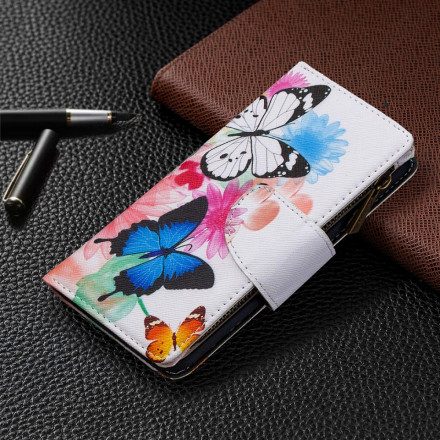 Fodral För Xiaomi Mi Note 10 / 10 Pro Ficka Med Dragkedja För Fjärilar