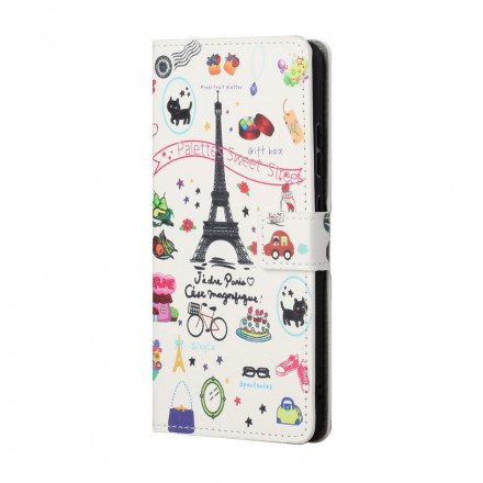 Fodral För Xiaomi Redmi 10 Med Kedjar Jag Älskar Paris På Lanière