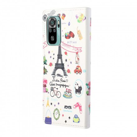 Fodral För Xiaomi Redmi 10 Med Kedjar Jag Älskar Paris På Lanière