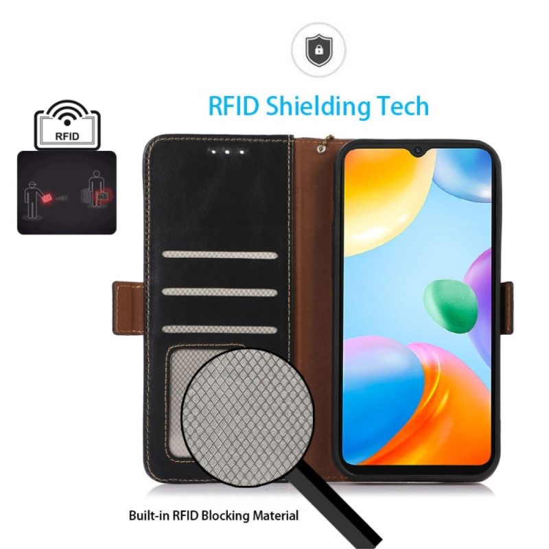 Fodral För Xiaomi Redmi 10C Äkta Läder Rfid-funktion