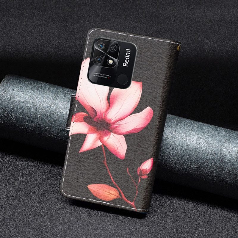 Fodral För Xiaomi Redmi 10C Ficka Med Dragkedja För Blommor