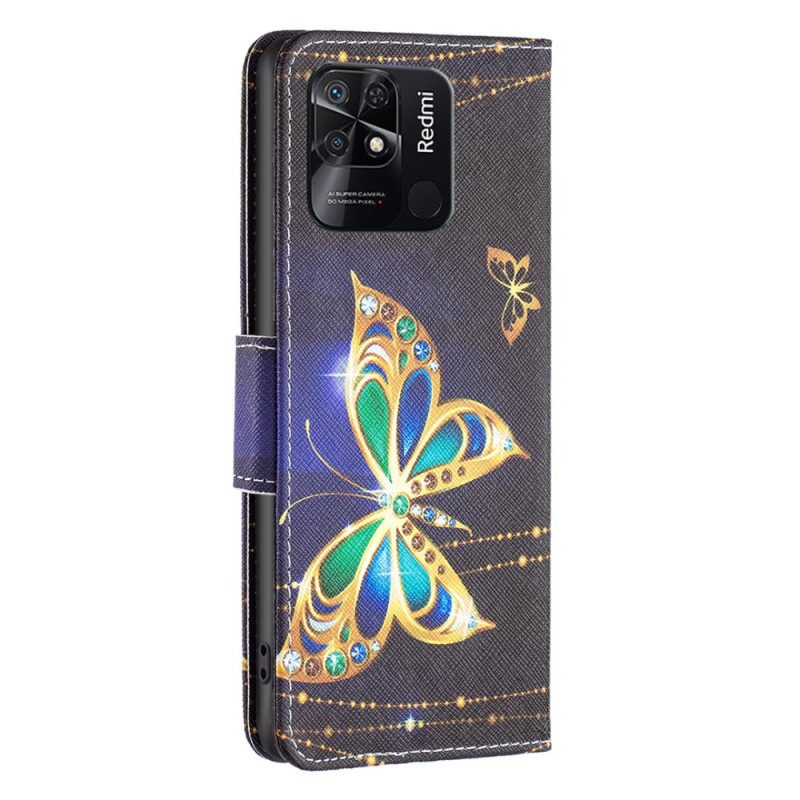 Fodral För Xiaomi Redmi 10C Gyllene Fjärilar