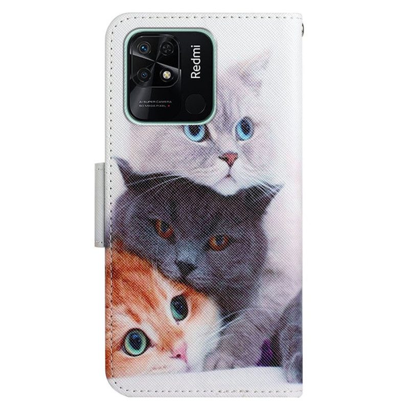 Fodral För Xiaomi Redmi 10C Med Kedjar Endast Strappy Cats