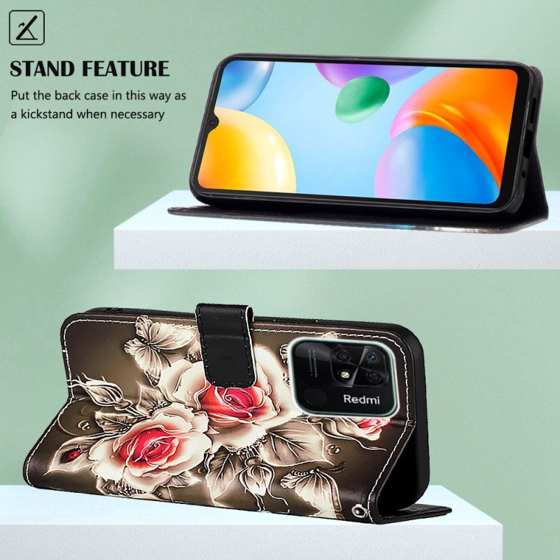 Fodral För Xiaomi Redmi 10C Med Kedjar Floral Declination Med Rem