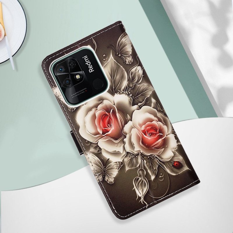 Fodral För Xiaomi Redmi 10C Med Kedjar Floral Declination Med Rem