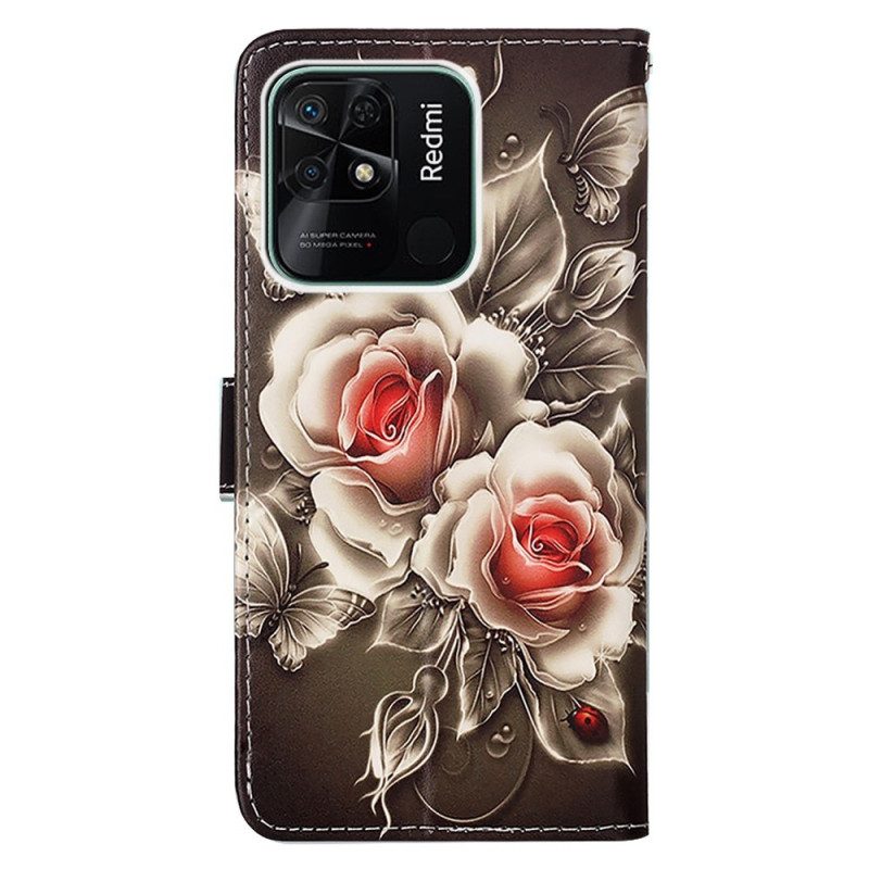 Fodral För Xiaomi Redmi 10C Med Kedjar Floral Declination Med Rem