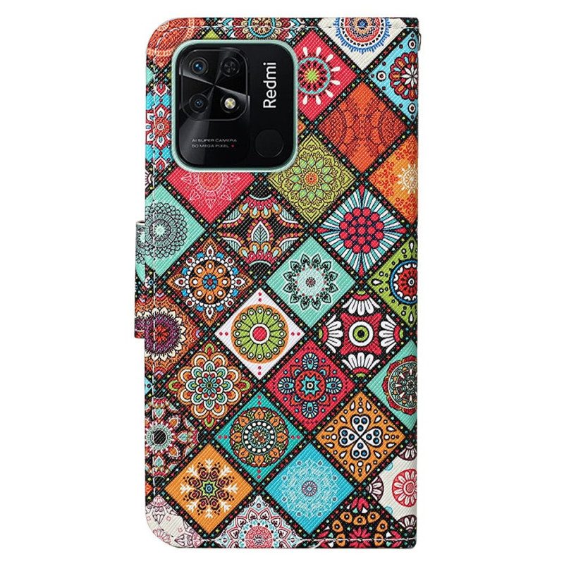 Fodral För Xiaomi Redmi 10C Med Kedjar Rem Patchwork