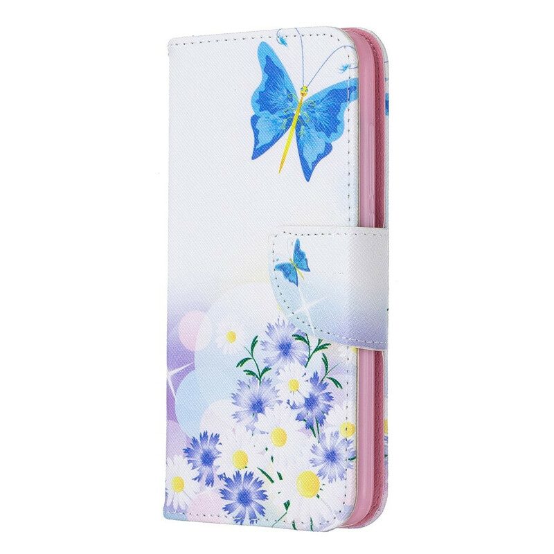 Fodral För Xiaomi Redmi 7A Målade Fjärilar Och Blommor