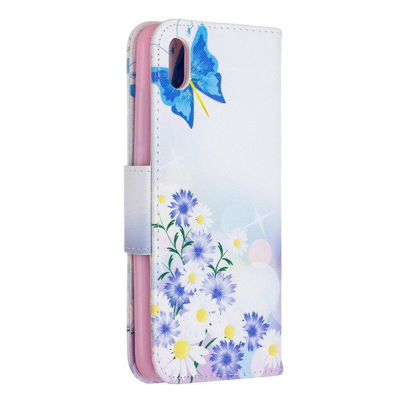 Fodral För Xiaomi Redmi 7A Målade Fjärilar Och Blommor