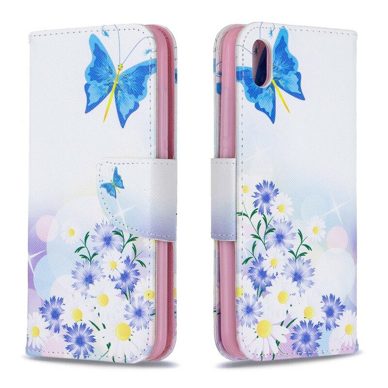 Fodral För Xiaomi Redmi 7A Målade Fjärilar Och Blommor