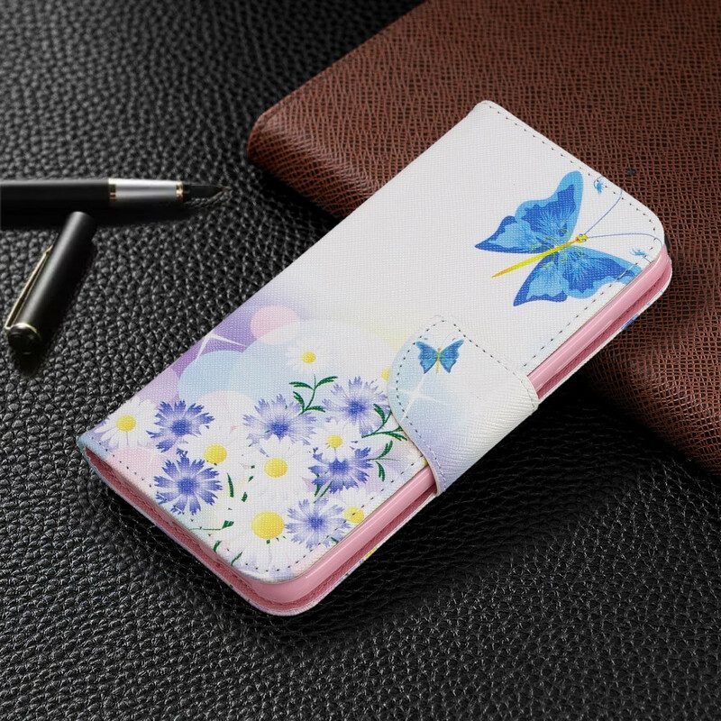 Fodral För Xiaomi Redmi 7A Målade Fjärilar Och Blommor