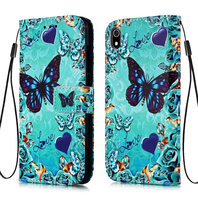 Fodral För Xiaomi Redmi 7A Med Kedjar Älskar Fjärilar Strappy