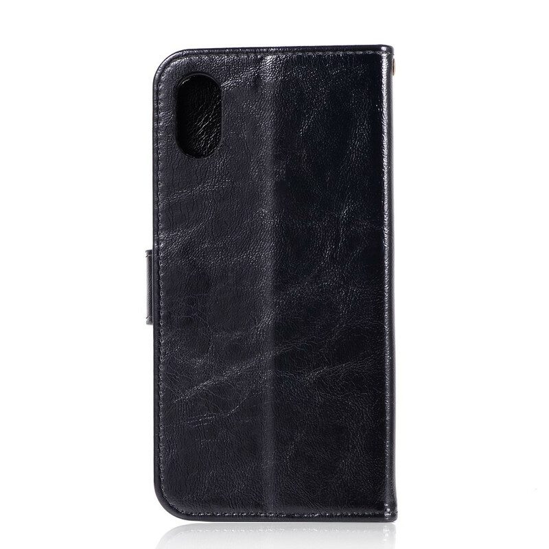 Fodral För Xiaomi Redmi 7A Med Kedjar Vintage Konstläderrem