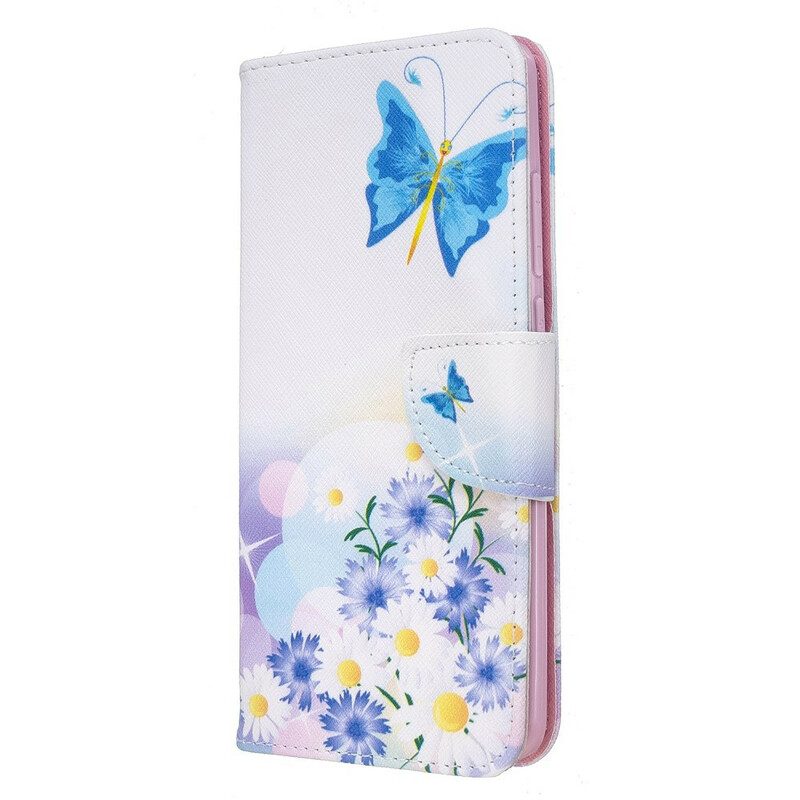 Fodral För Xiaomi Redmi 8 Målade Fjärilar Och Blommor