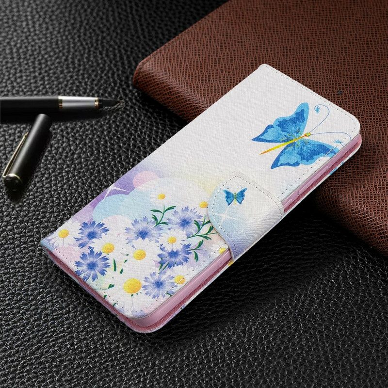 Fodral För Xiaomi Redmi 8 Målade Fjärilar Och Blommor