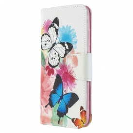 Fodral För Xiaomi Redmi 8A Målade Fjärilar Och Blommor