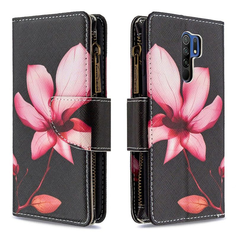 Fodral För Xiaomi Redmi 9 Blommonficka Med Dragkedja