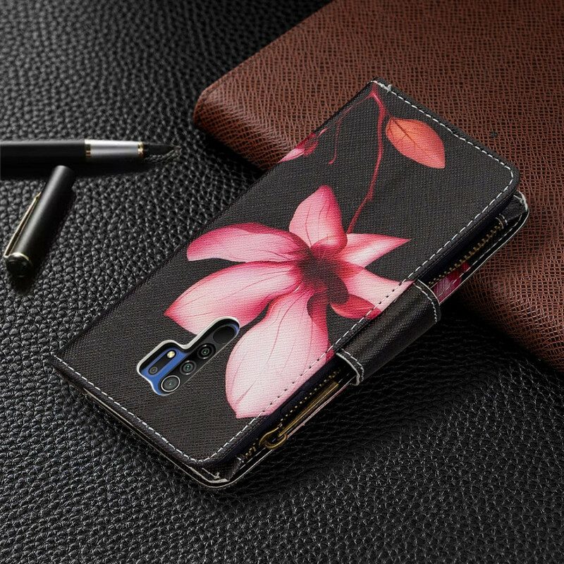 Fodral För Xiaomi Redmi 9 Blommonficka Med Dragkedja