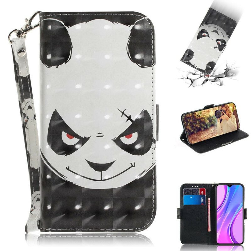 Fodral För Xiaomi Redmi 9 Med Kedjar Arg Panda Med Rem