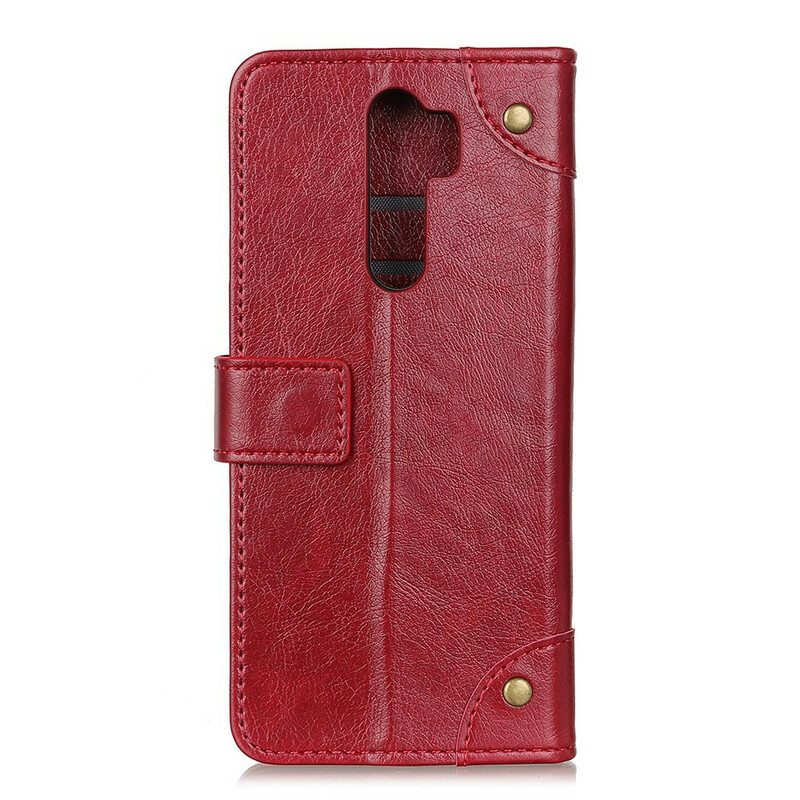 Fodral För Xiaomi Redmi 9 Vintage Nitar Nappa Läderstil