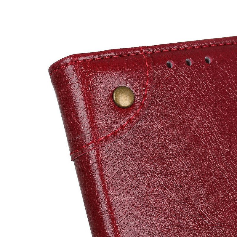 Fodral För Xiaomi Redmi 9 Vintage Nitar Nappa Läderstil