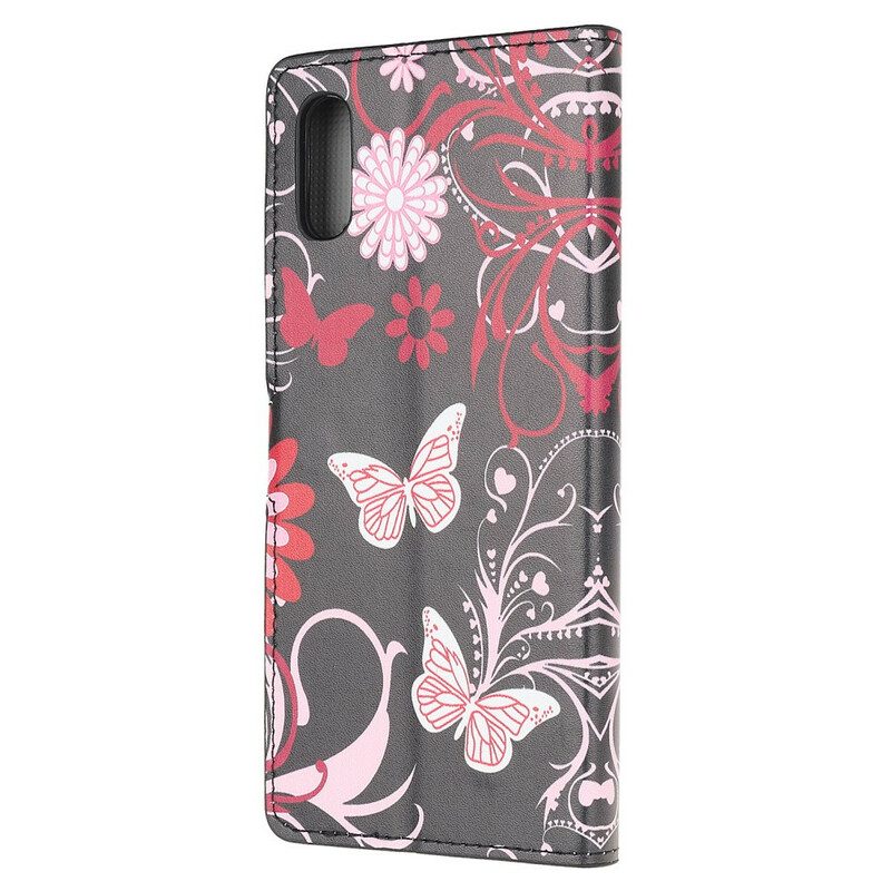 Fodral För Xiaomi Redmi 9A Fjärilar Och Blommor
