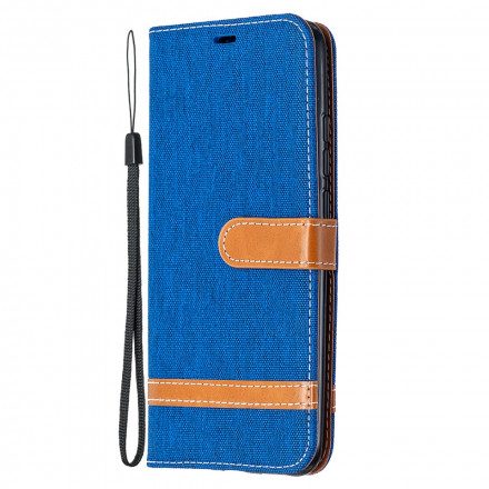 Fodral För Xiaomi Redmi 9A Med Kedjar Tyg- Och Lädereffektrem
