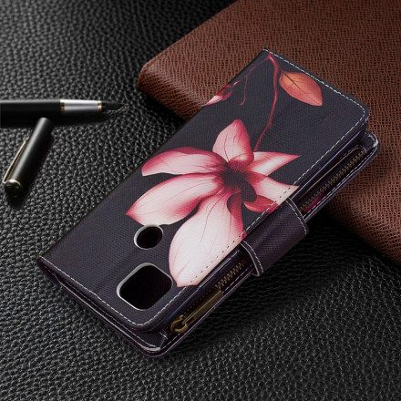 Fodral För Xiaomi Redmi 9C Blommonficka Med Dragkedja