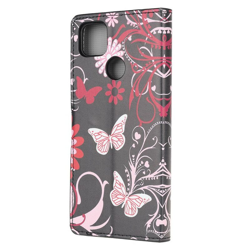 Fodral För Xiaomi Redmi 9C Fjärilar Och Blommor