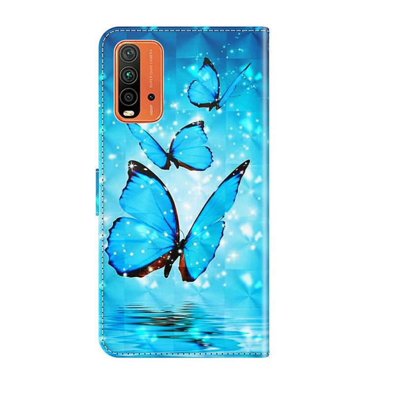 Fodral För Xiaomi Redmi 9T Flygande Blå Fjärilar