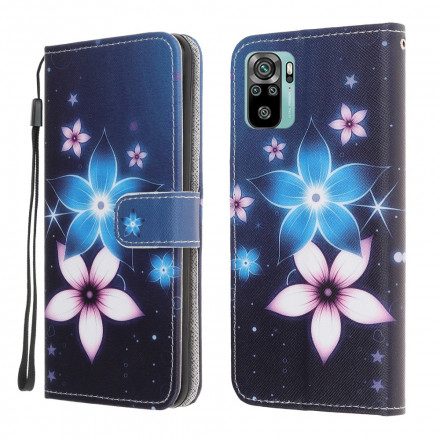 Fodral För Xiaomi Redmi Note 10 / 10S Med Kedjar Lunar Strap Blommor