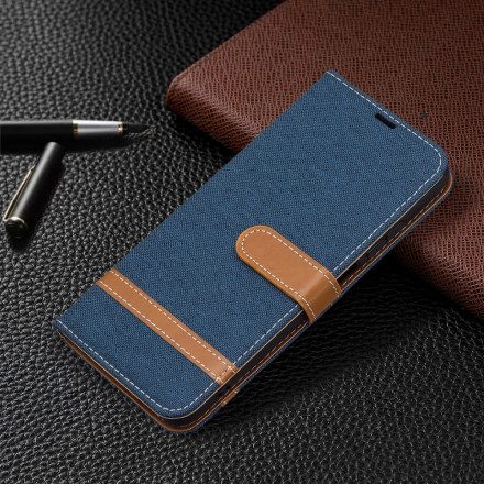 Fodral För Xiaomi Redmi Note 10 / 10S Med Kedjar Tyg- Och Lädereffektrem