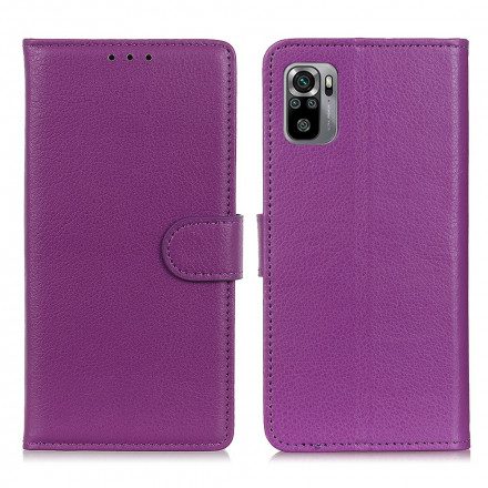 Fodral För Xiaomi Redmi Note 10 / 10S Premium Litchi Lädereffekt