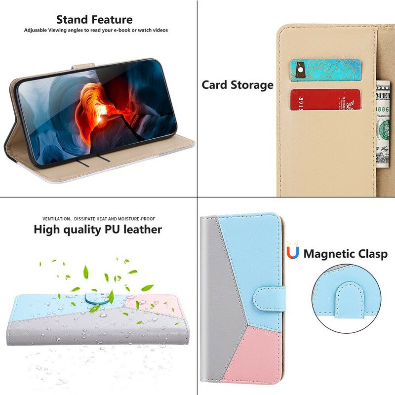 Fodral För Xiaomi Redmi Note 10 / 10S Trefärgad Lädereffekt