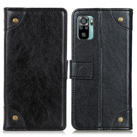 Fodral För Xiaomi Redmi Note 10 / 10S Vintage Nitar Nappa Läderstil