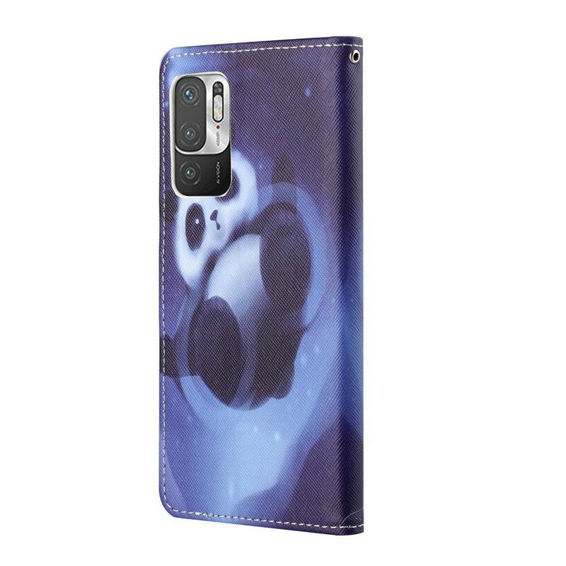 Fodral För Xiaomi Redmi Note 10 5G / Poco M3 Pro 5G Med Kedjar Thong Space Panda