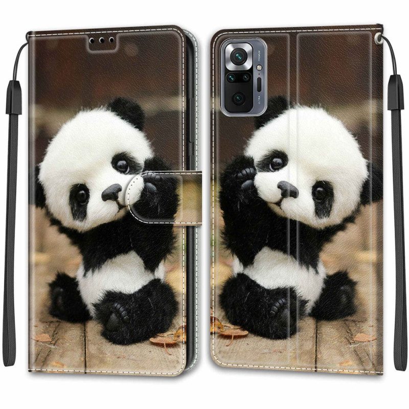 Fodral För Xiaomi Redmi Note 10 Pro Med Kedjar Lilla Panda Med Rem