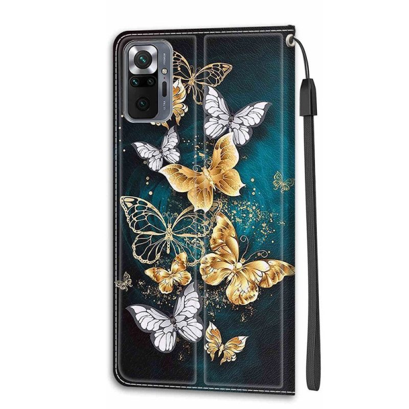 Fodral För Xiaomi Redmi Note 10 Pro Med Kedjar Thong Butterflies Fan