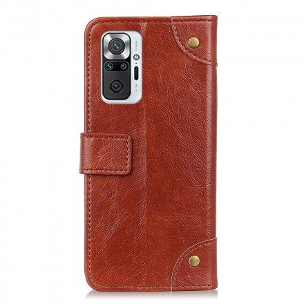 Fodral För Xiaomi Redmi Note 10 Pro Vintage Nitar Nappa Läderstil