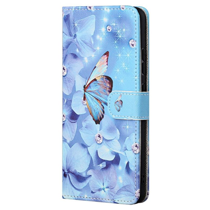 Fodral För Xiaomi Redmi Note 11 / 11S Med Kedjar Fjärilar Med Diamantband