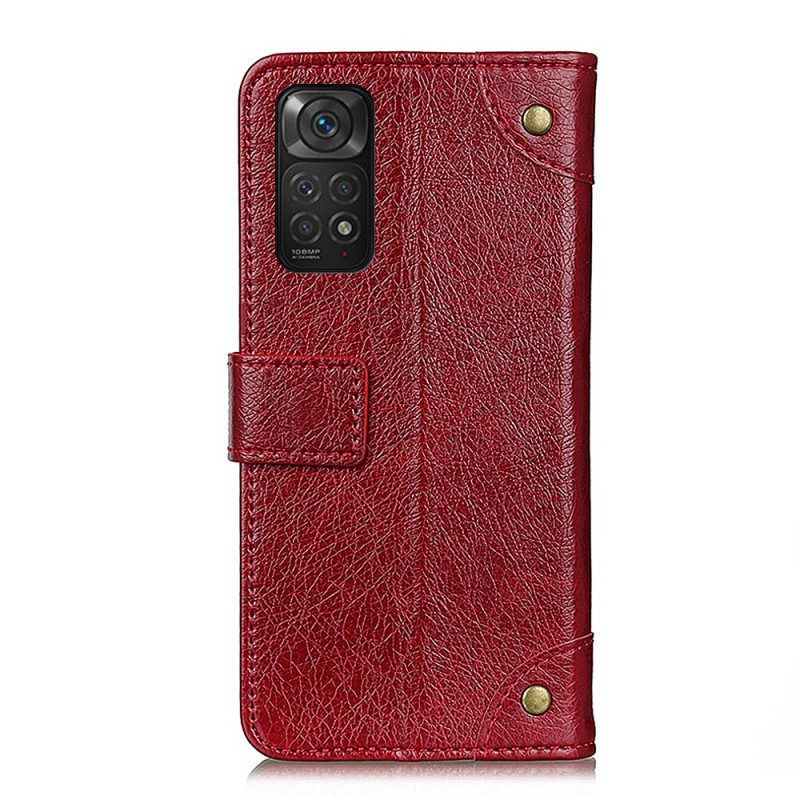 Fodral För Xiaomi Redmi Note 11 / 11S Vintage Nitar Nappa Läderstil