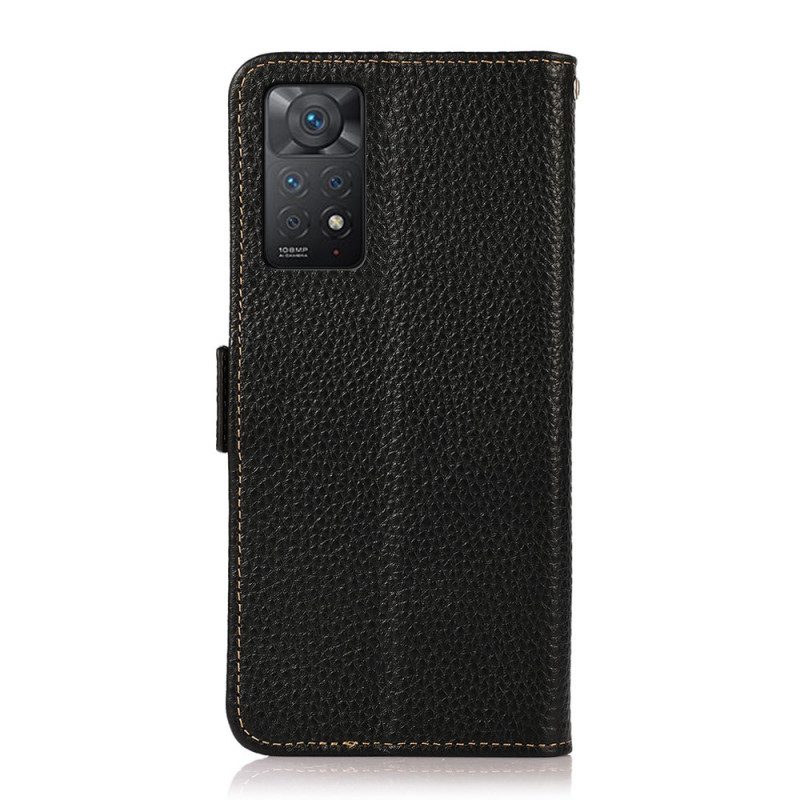 Fodral För Xiaomi Redmi Note 11 Pro 4G / 5G Äkta Litchiläder Khazneh Rfid