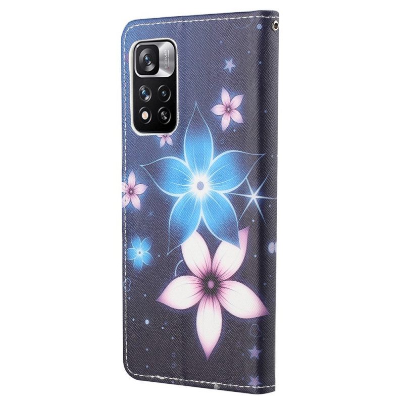 Fodral För Xiaomi Redmi Note 11 Pro 4G / 5G Med Kedjar Lunar Strap Blommor