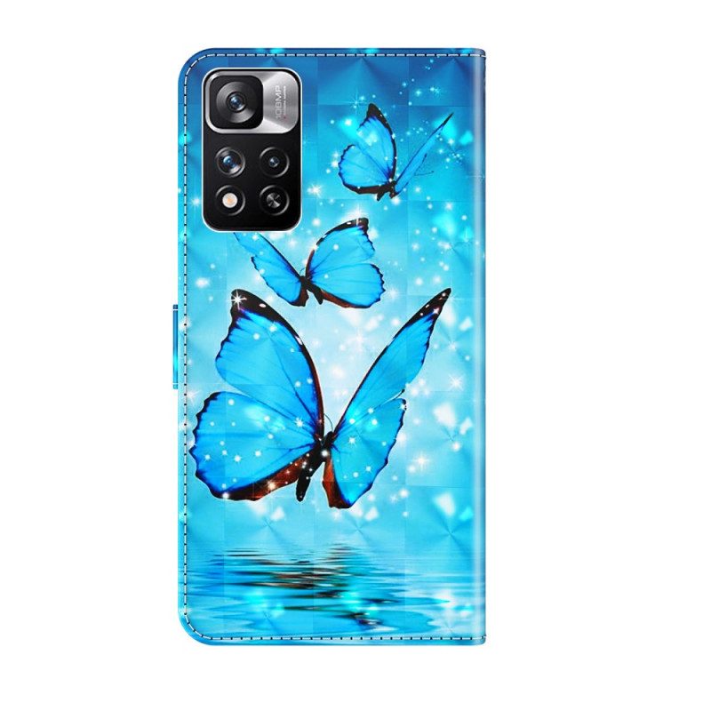 Fodral För Xiaomi Redmi Note 11 Pro Plus 5G 3d Blå Fjärilar